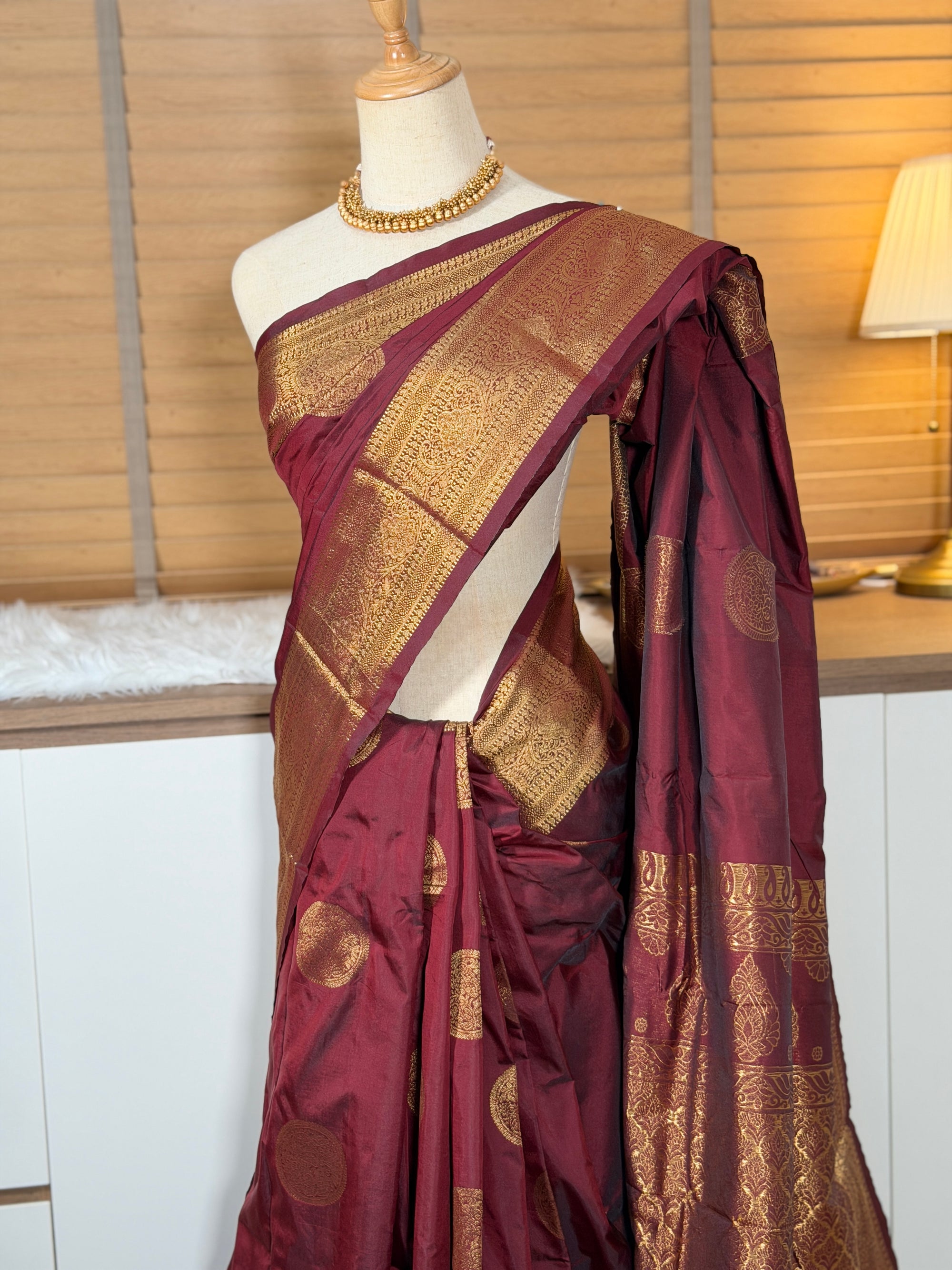 Soft Silk Saree - Deep Maroon