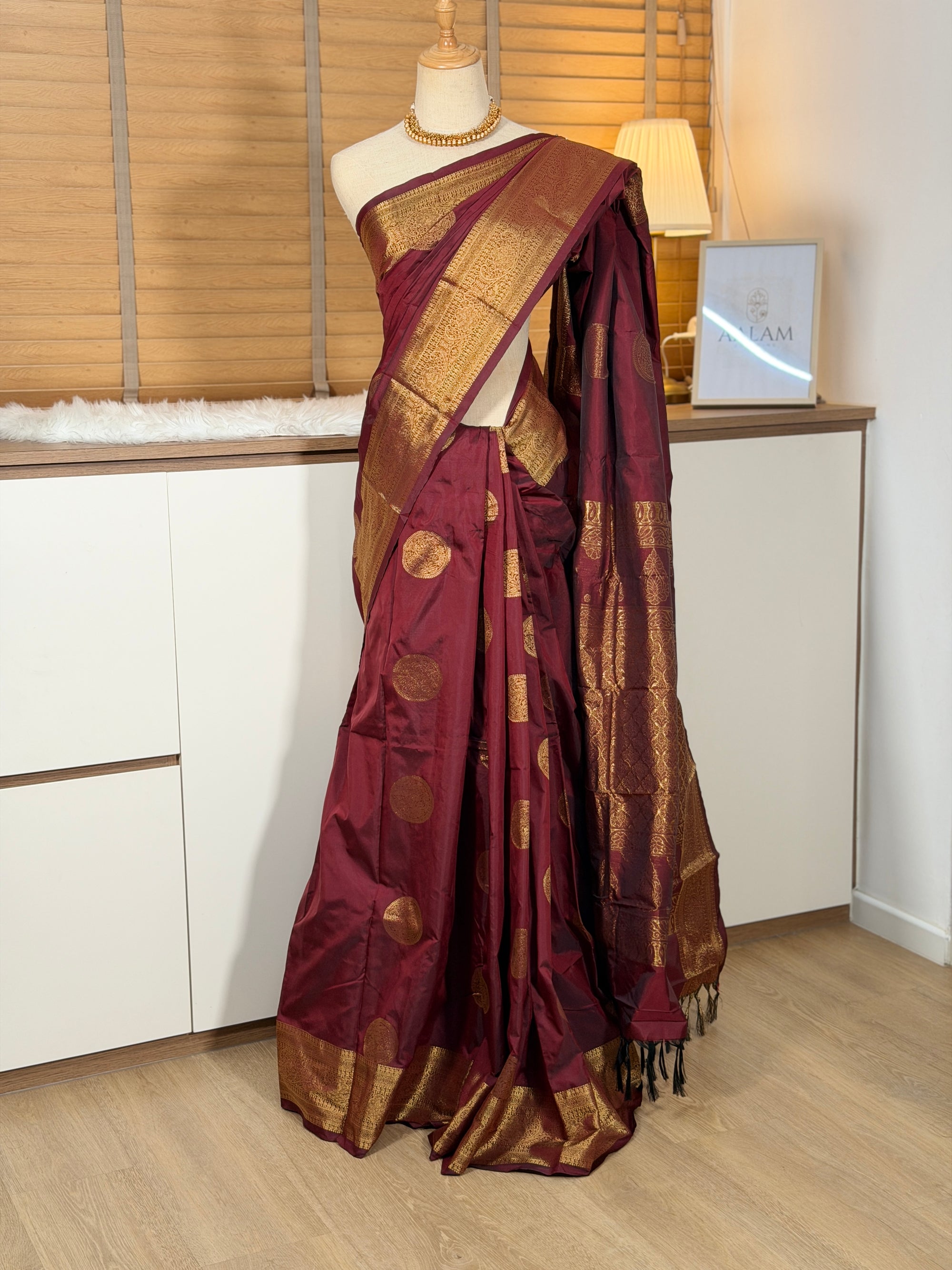 Soft Silk Saree - Deep Maroon