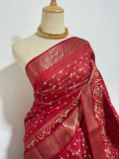 Bandhej Cotton Silk - Red