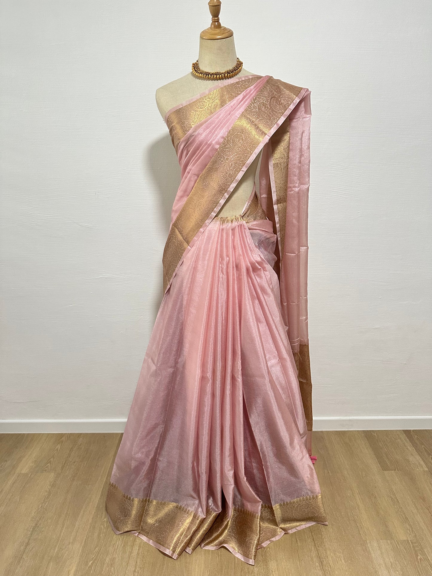 Soft Silk Saree - Baby Pink & Gold