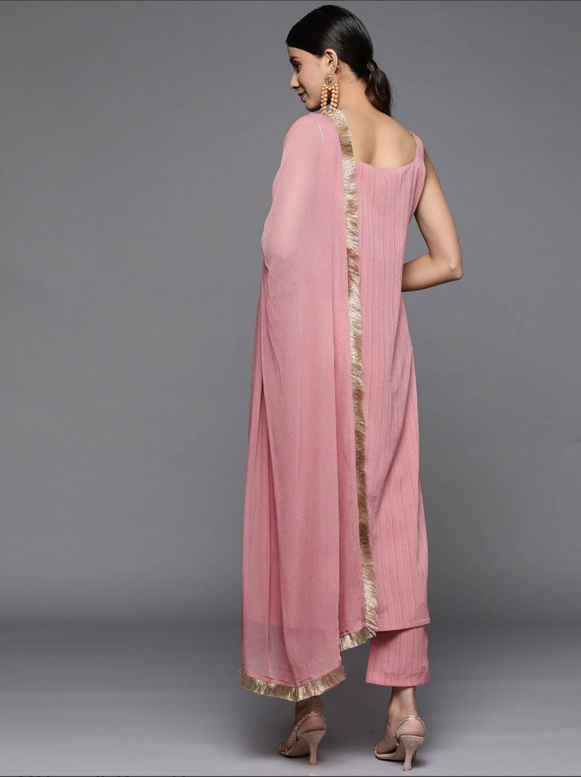 Sleeveless Kurta Set - Pink & Gold