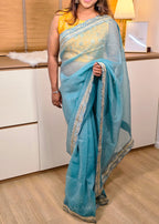 Crushed Saree - Blue