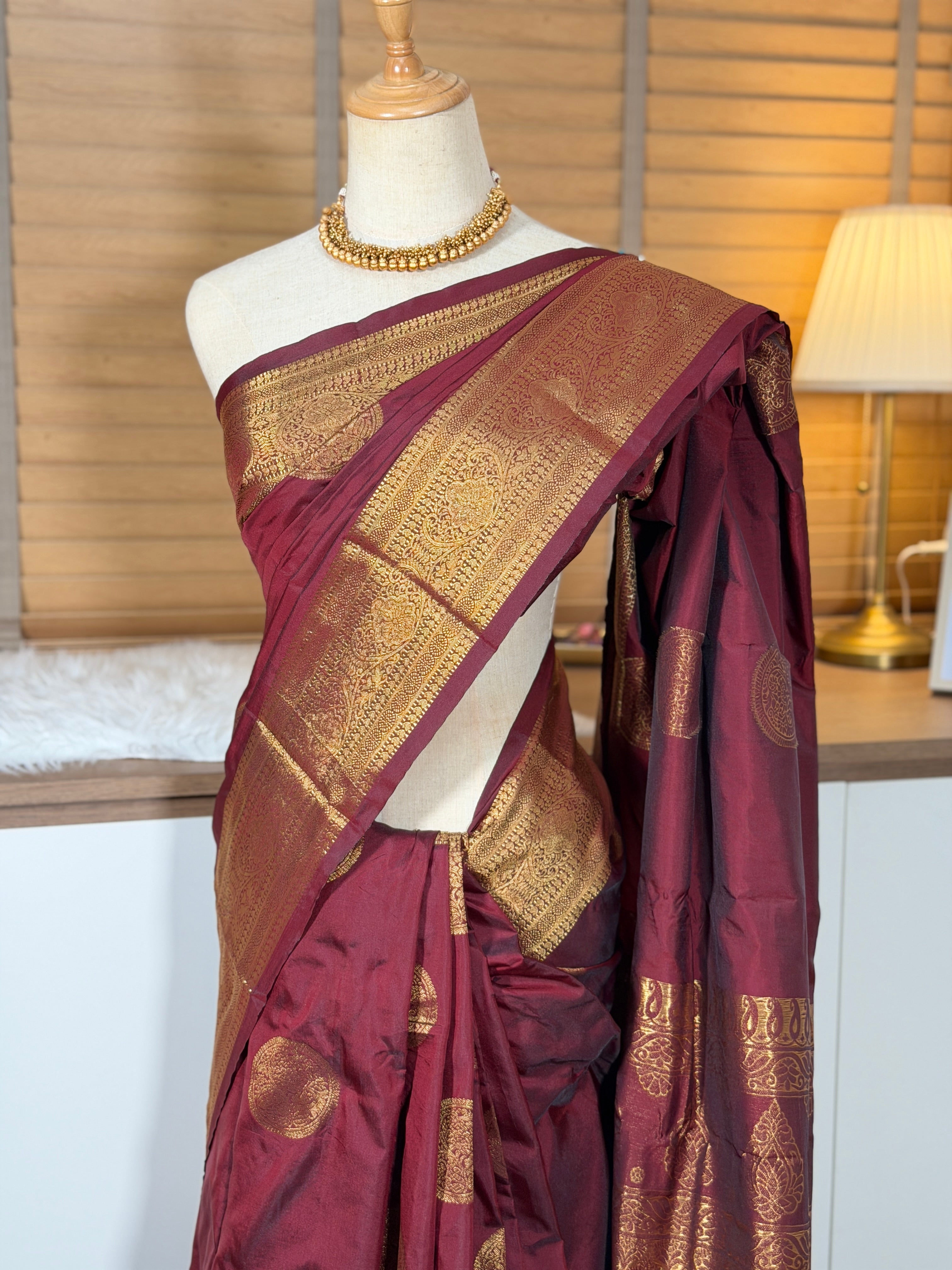 Soft Silk Saree - Deep Maroon