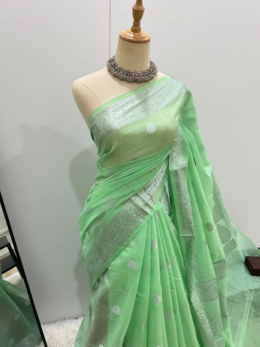 Banarasi Silver Zari  - Mint