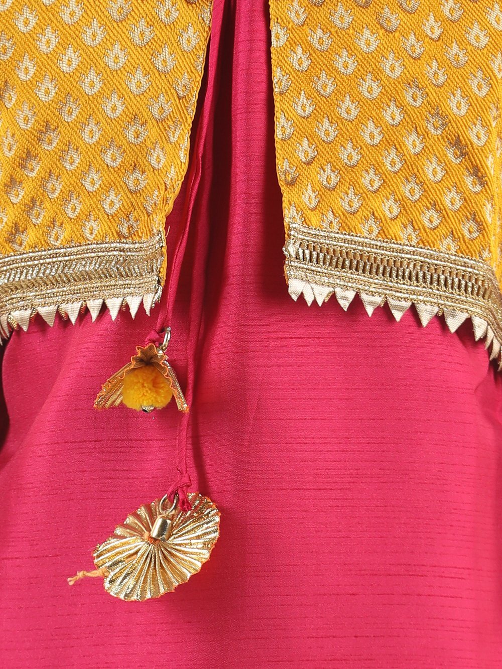 Silk Jacket Salwar Suit - Rani/Mustard