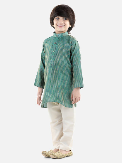 Jacquard Kurta Pyjama - Green