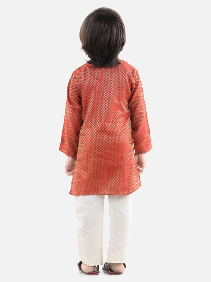 Jacquard Kurta Pyjama - Red