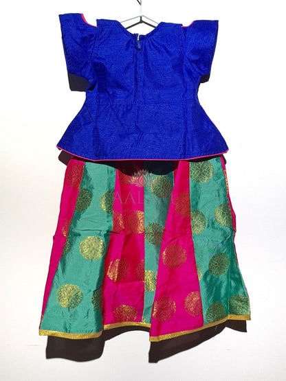 Peplum Pavaadai Set - Blue/Pink