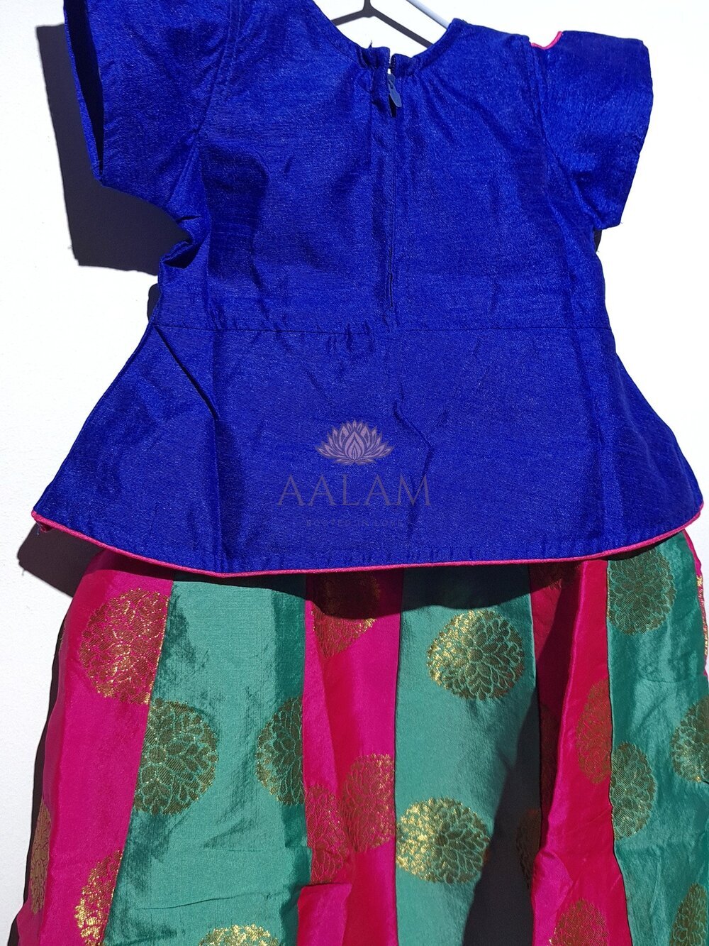 Peplum Pavaadai Set - Blue/Pink