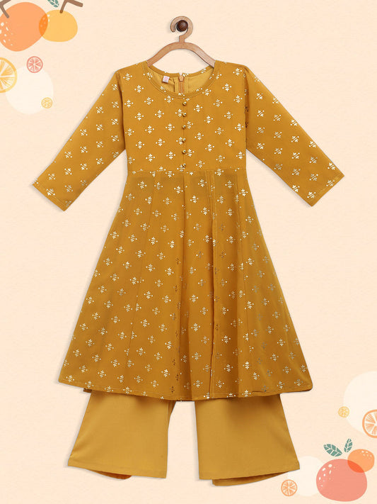 Mustard Side Silt Palazzo Set (Kid)