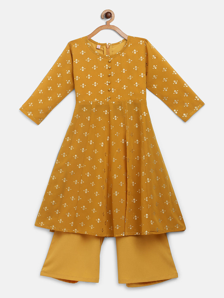 Mustard Side Silt Palazzo Set (Kid)