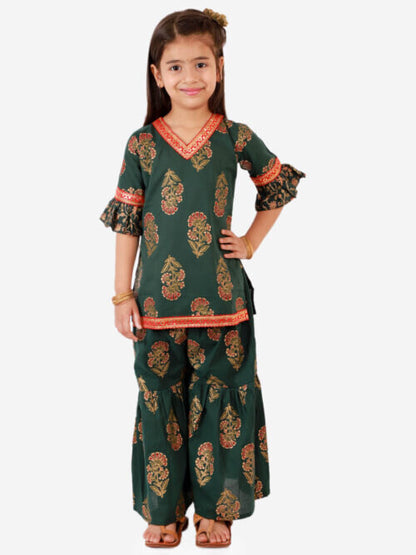 Sharara in Zohar Block Print Set - Green