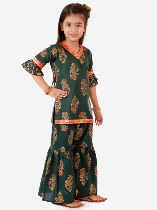 Sharara in Zohar Block Print Set - Green