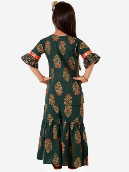 Sharara in Zohar Block Print Set - Green