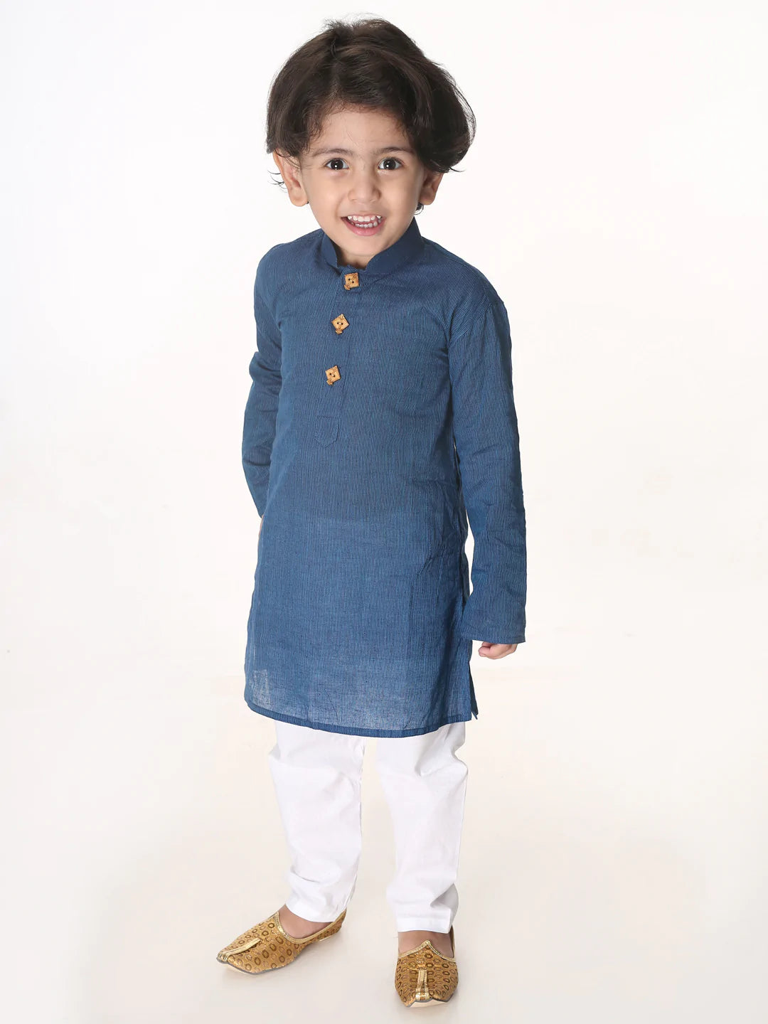 Pure Cotton Kurta Pyjama Set - Blue&White