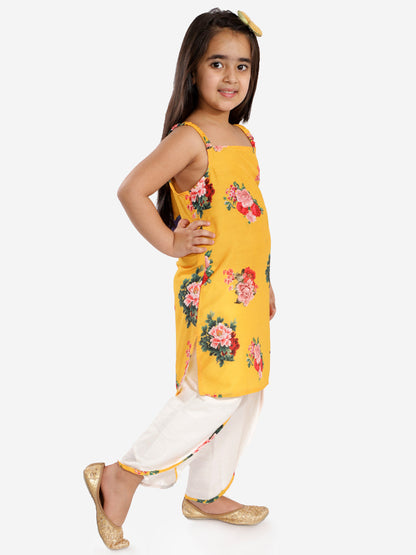 Floral Kurti Tulip Set - Mustard