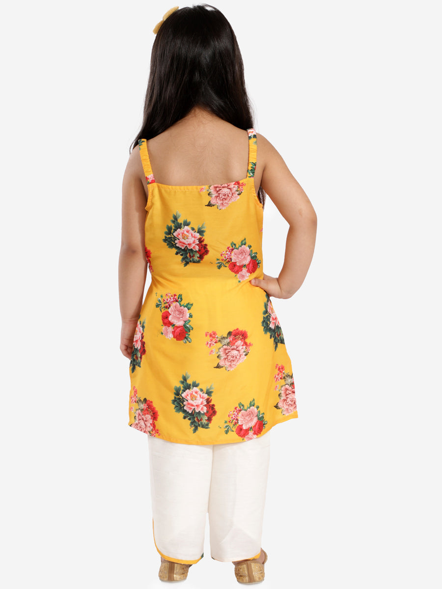 Floral Kurti Tulip Set - Mustard