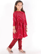 Maroon Mirror Work Kurta And churidar Set