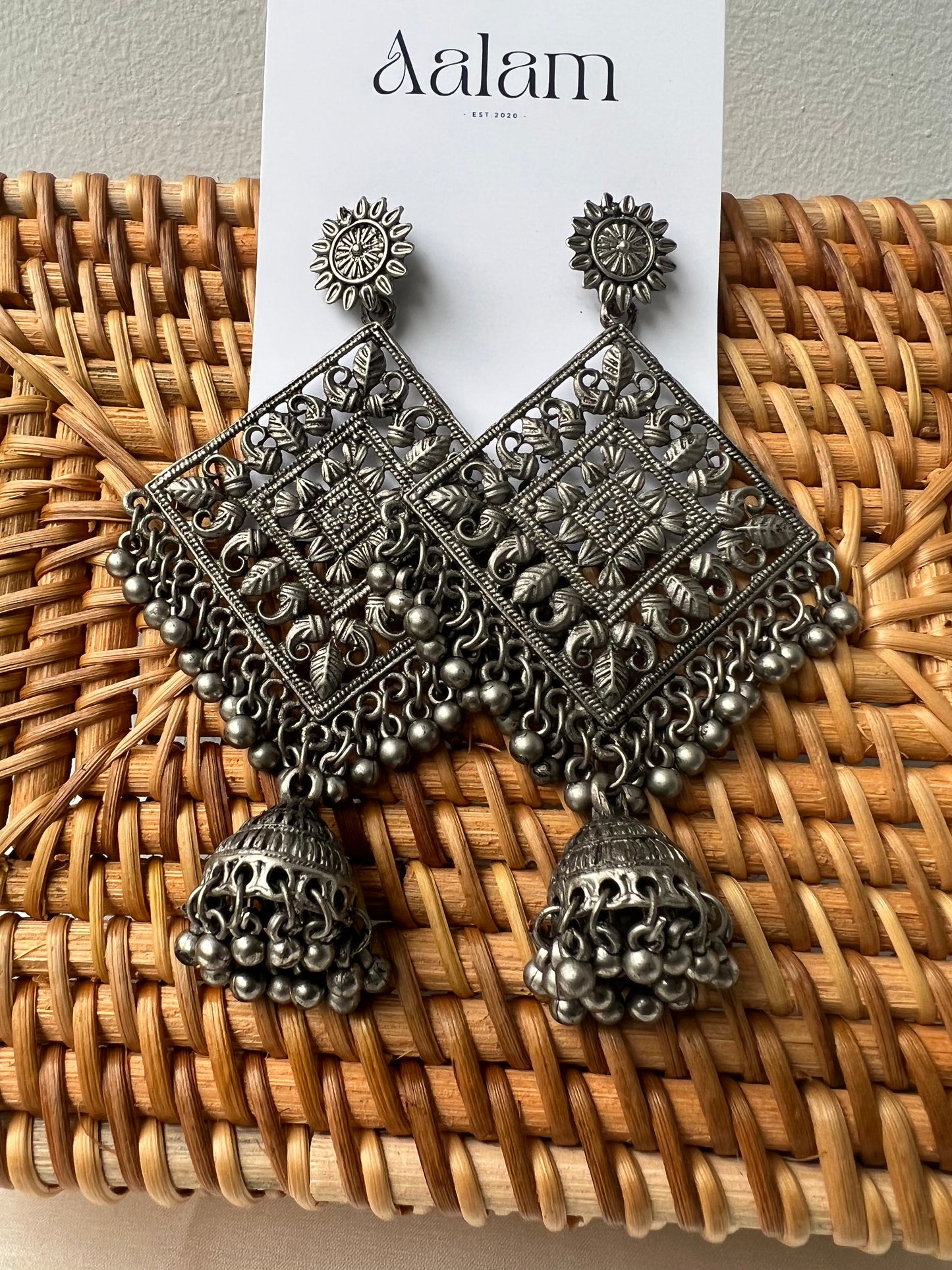 Heera Black Oxidised Earring