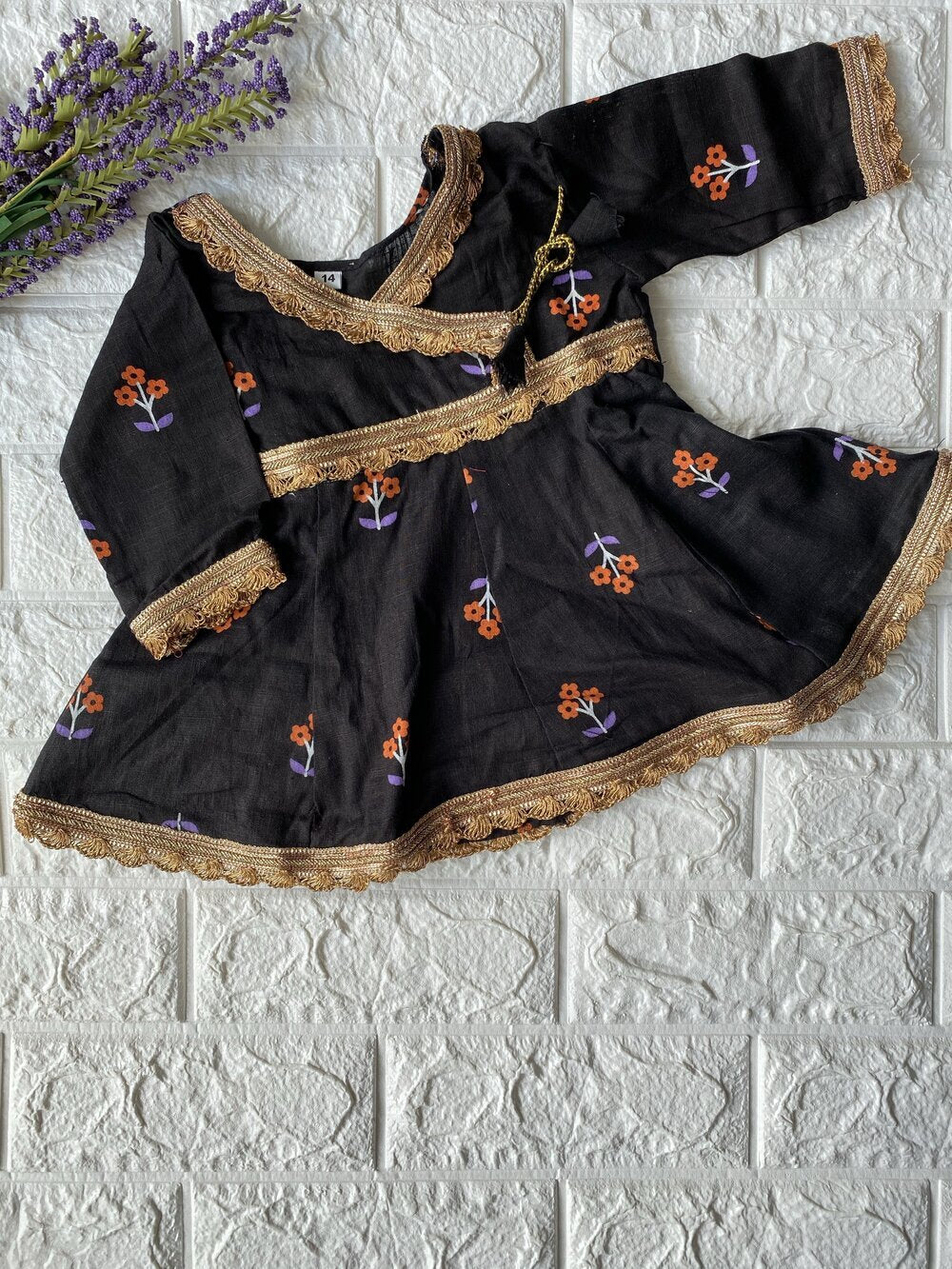 Sharara Kurti Set in Black & Orange