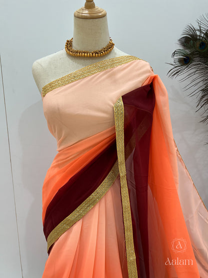 Georgette Ombré Saree - Peach