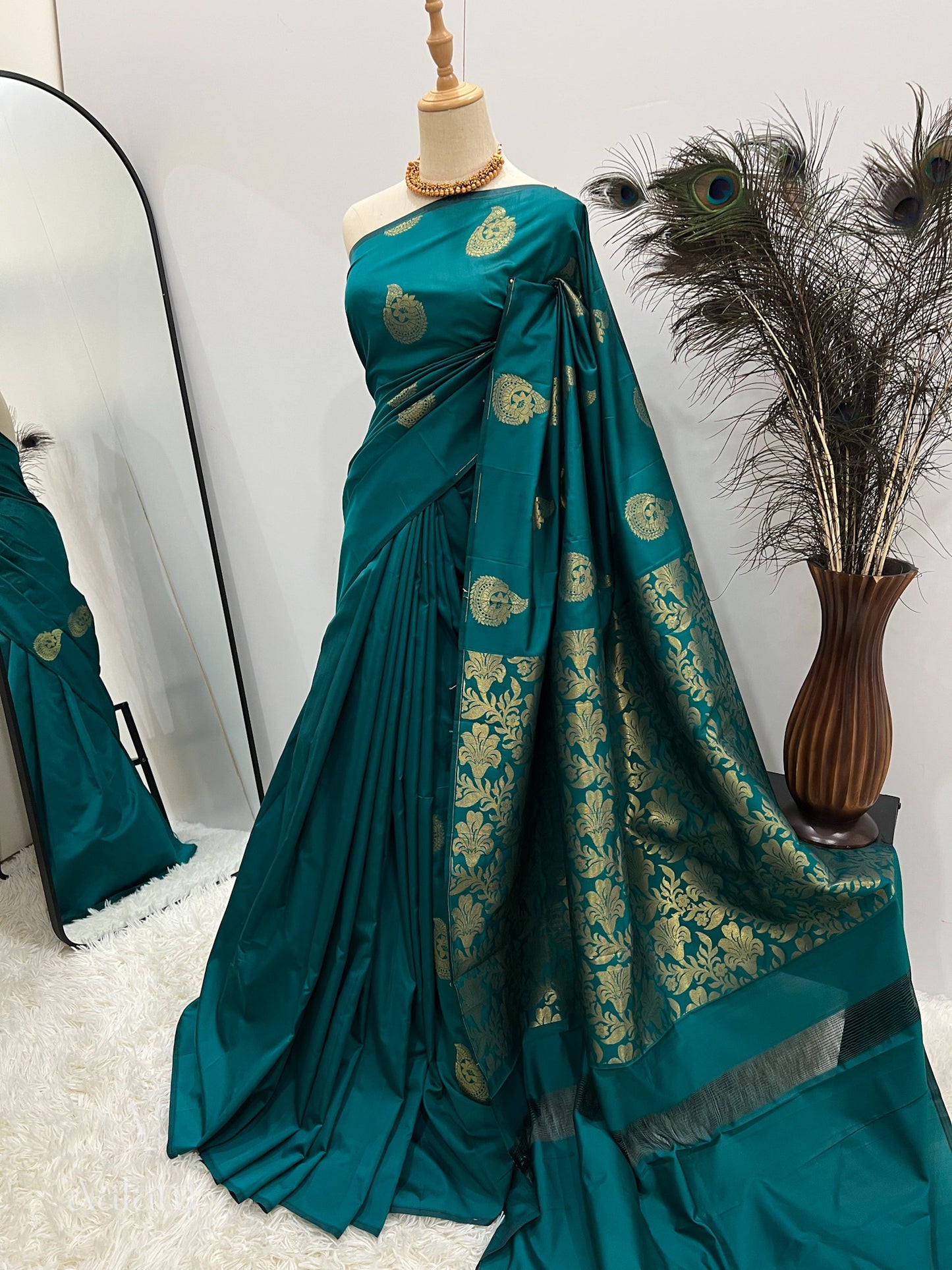 Soft Silk Saree - Teal