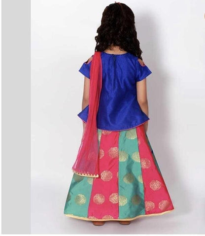 Peplum Pavaadai Set - Blue/Pink