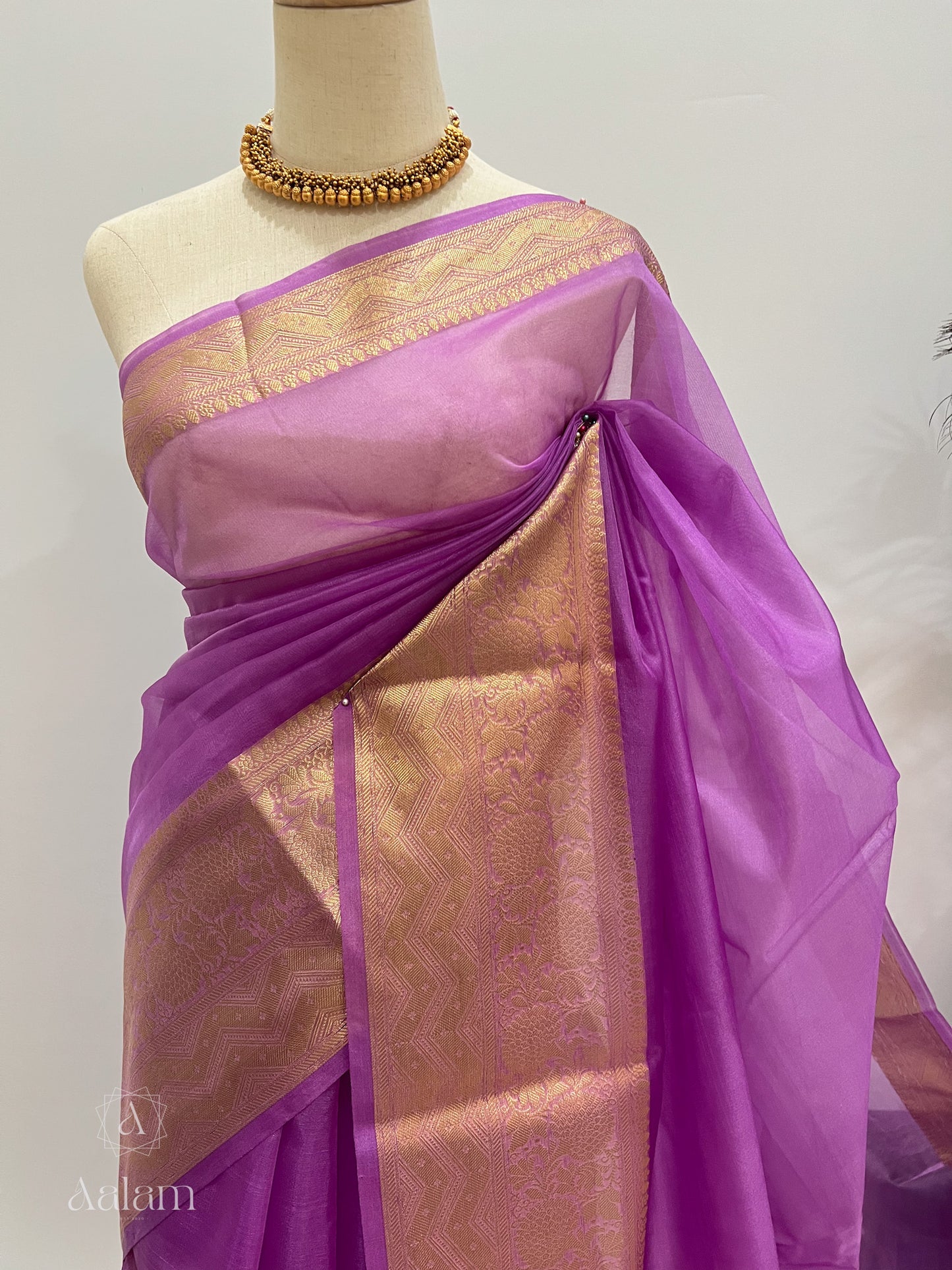 Banarasi Kora Organza Saree - Lavender