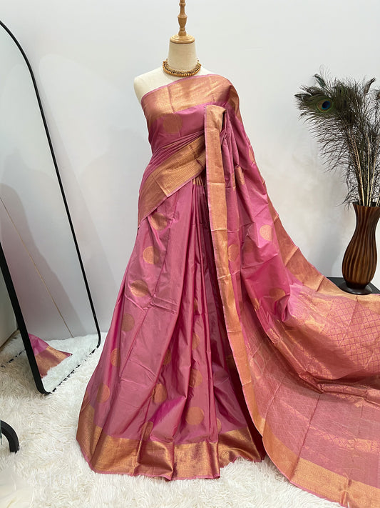 Soft Silk Saree - Rose Pink