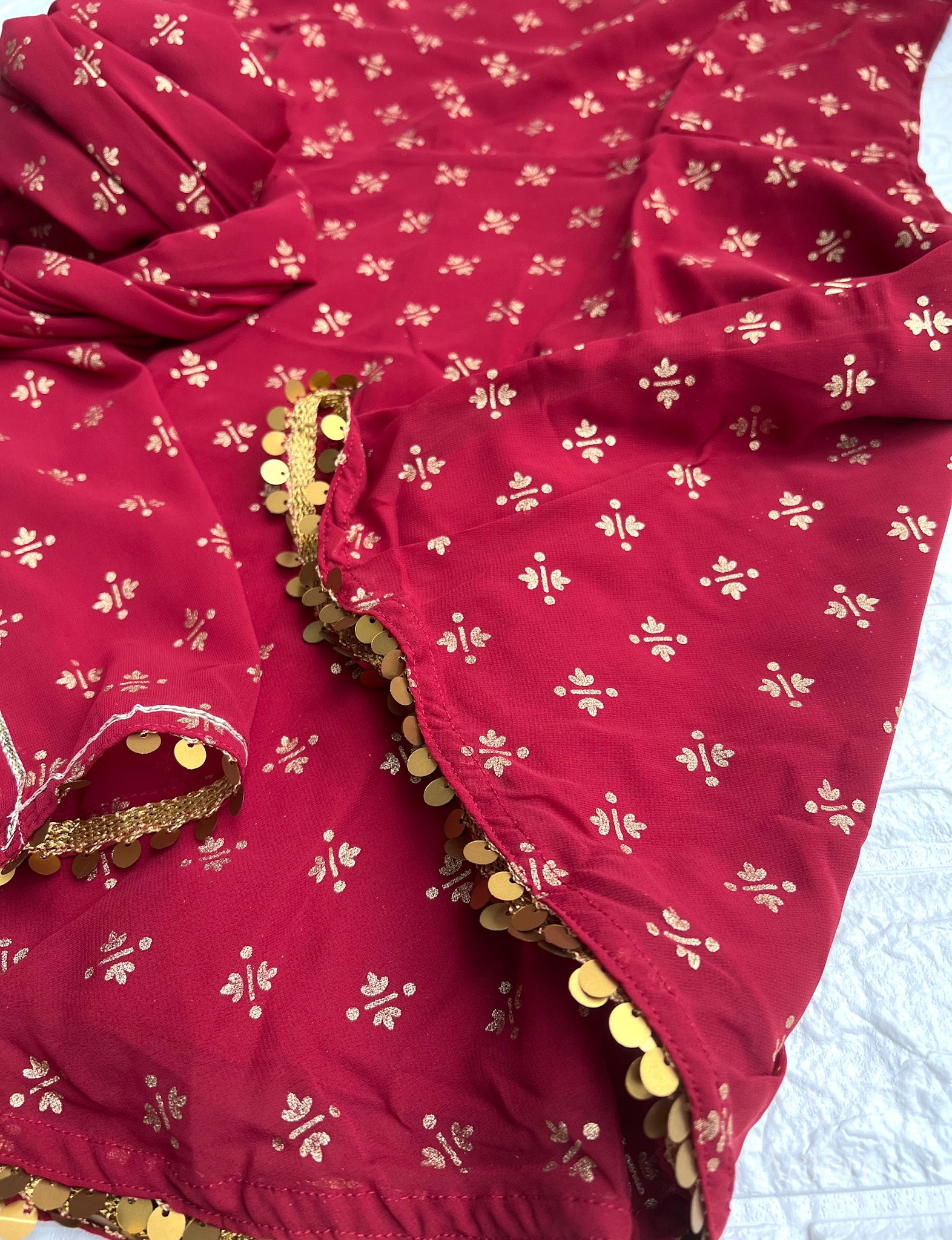 Kurthi Sharara Set - Maroon & Gold