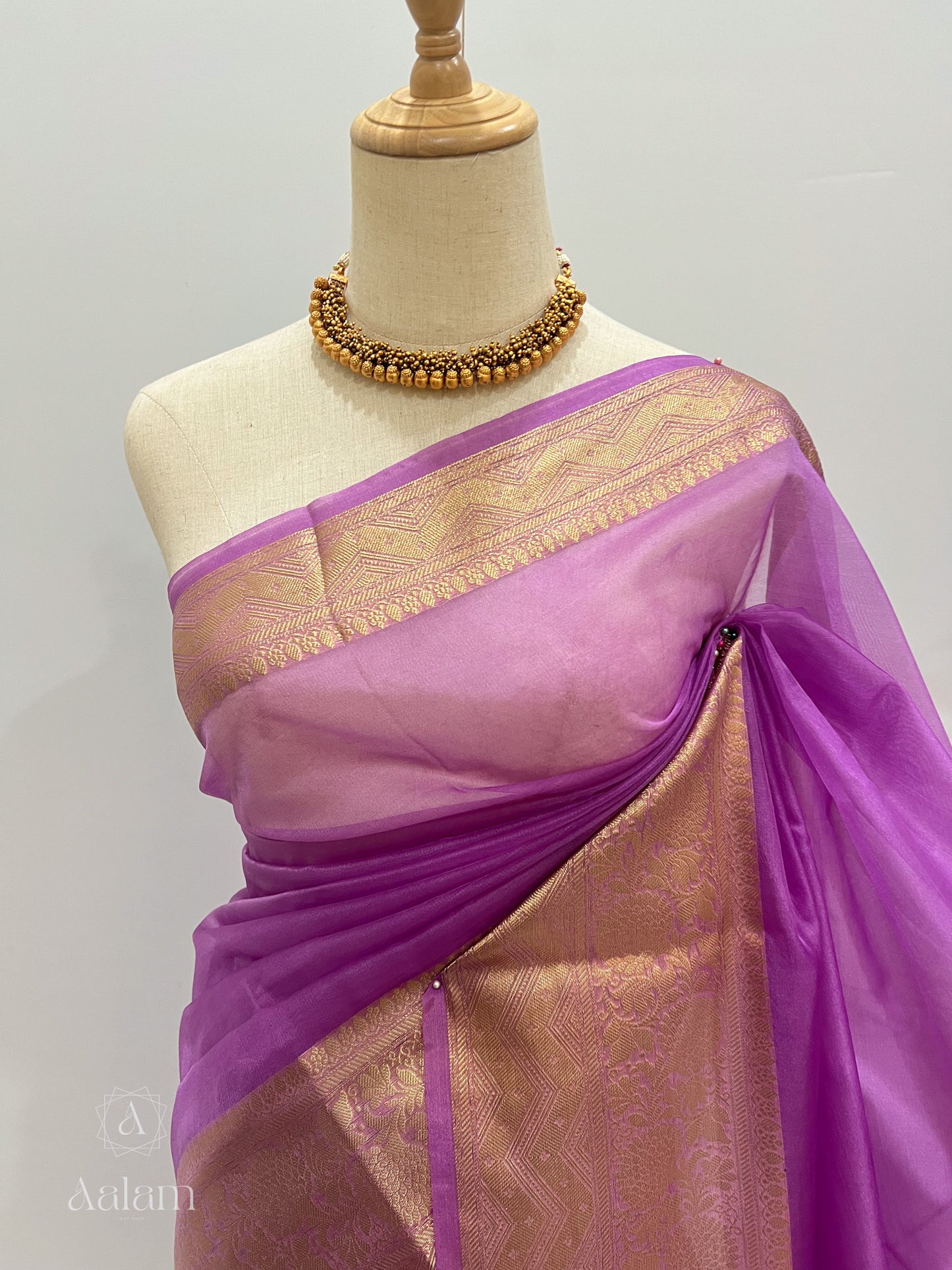 Banarasi Kora Organza Saree - Lavender