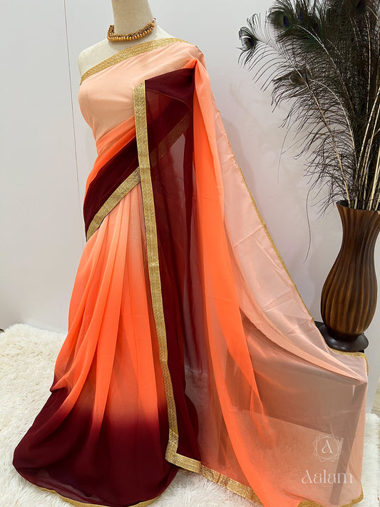 Georgette Ombré Saree - Peach