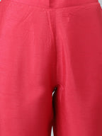 Pink Poly Silk Kurta With Pant & Yellow Dupatta