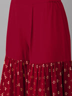 Kurthi Sharara Set - Maroon & Gold