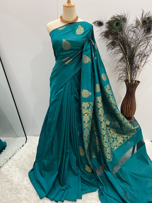 Soft Silk Saree - Teal