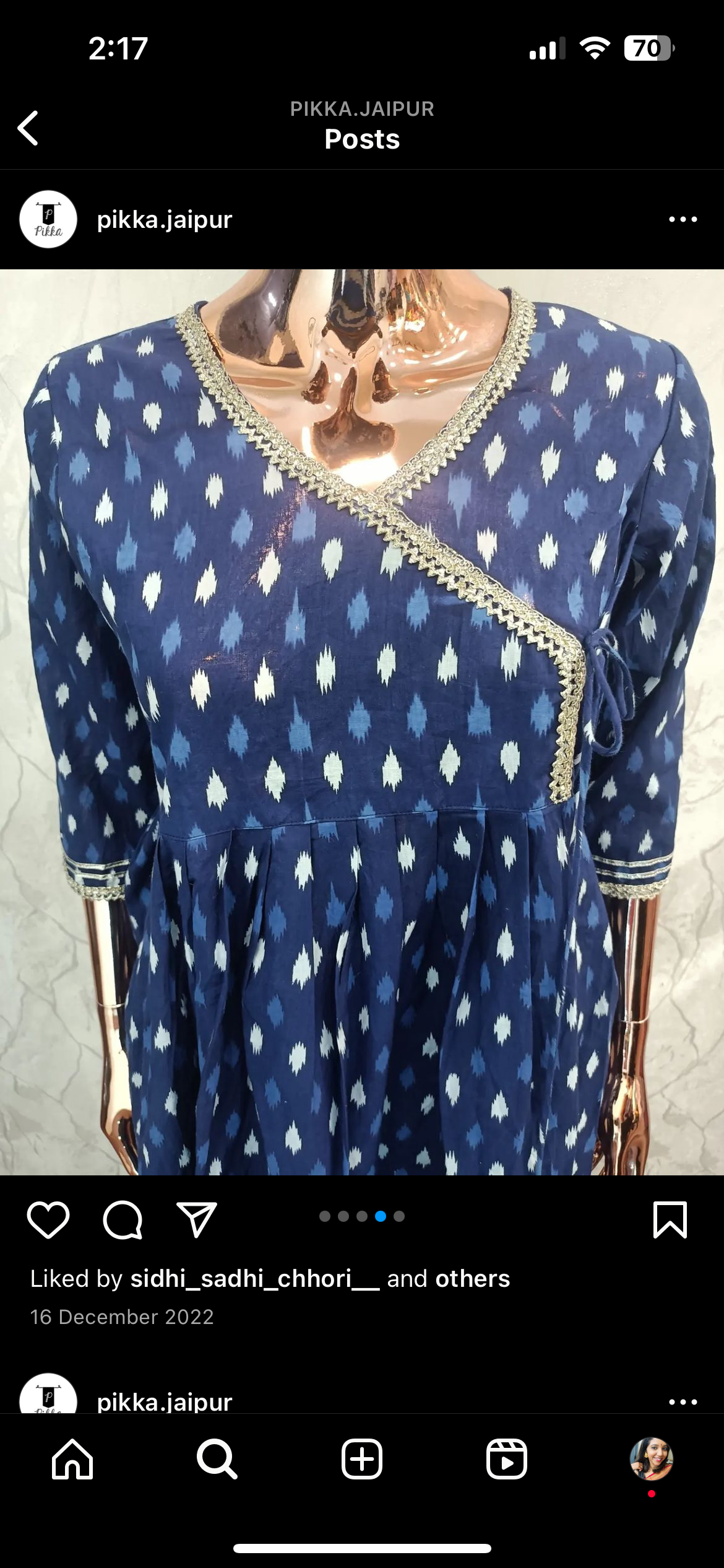 Angrakha Sharara Kurti Set - Indigo & White