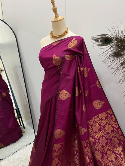 Soft Silk Saree - Purple Magenta