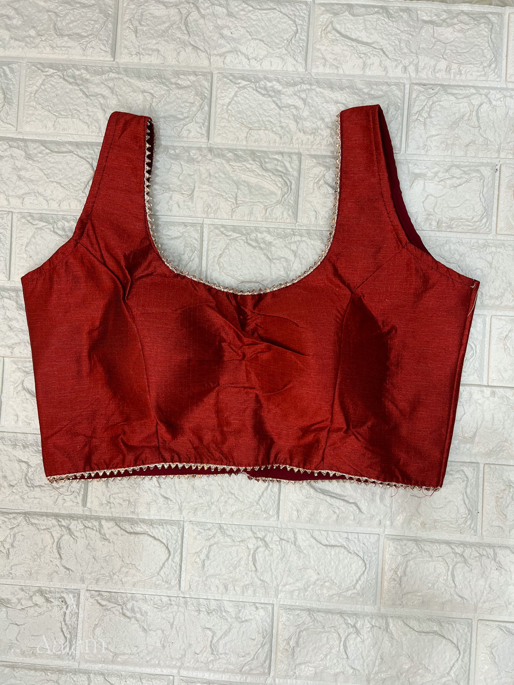 Silk Sleeveless Blouse with foil lining- Maroon