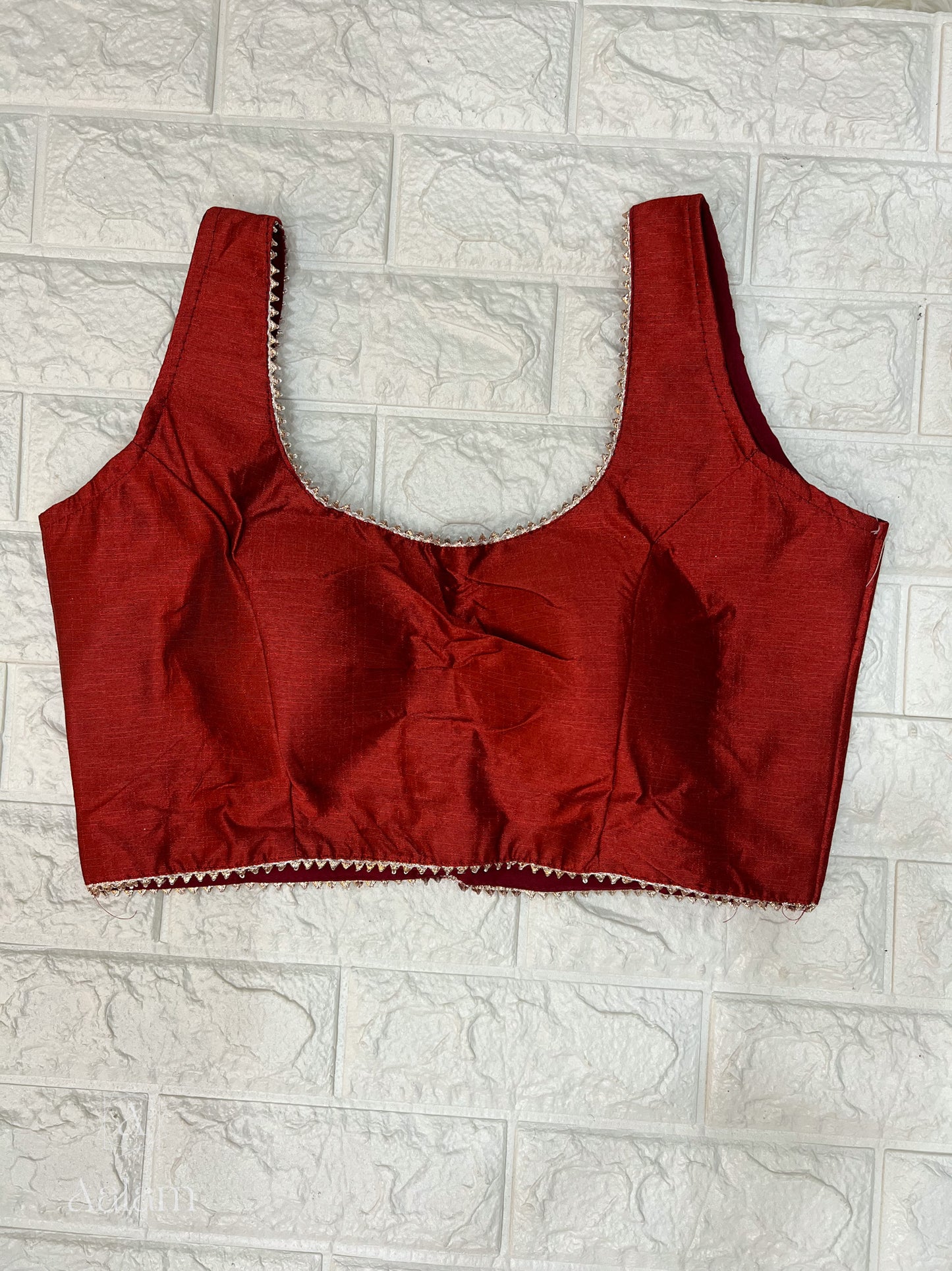 Silk Sleeveless Blouse with foil lining- Maroon