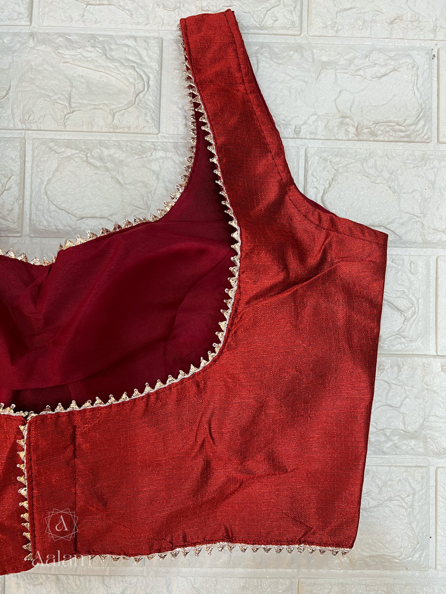 Silk Sleeveless Blouse with foil lining- Maroon