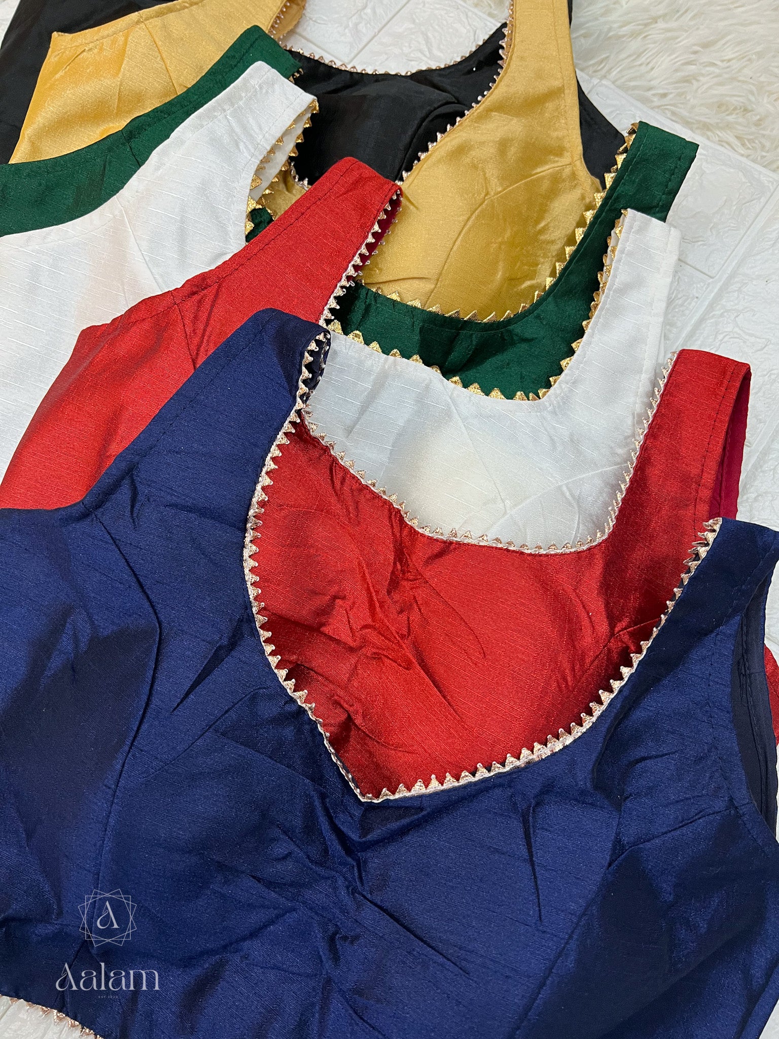 Silk Sleeveless Blouse with foil lining- Red