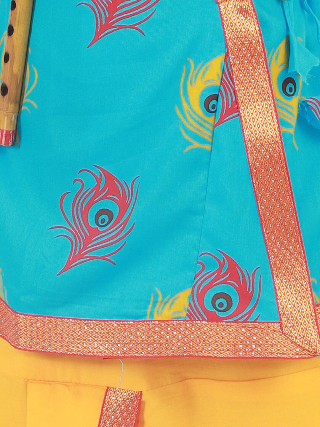 Krishna Angrakha Dhoti Set - Blue & Yellow