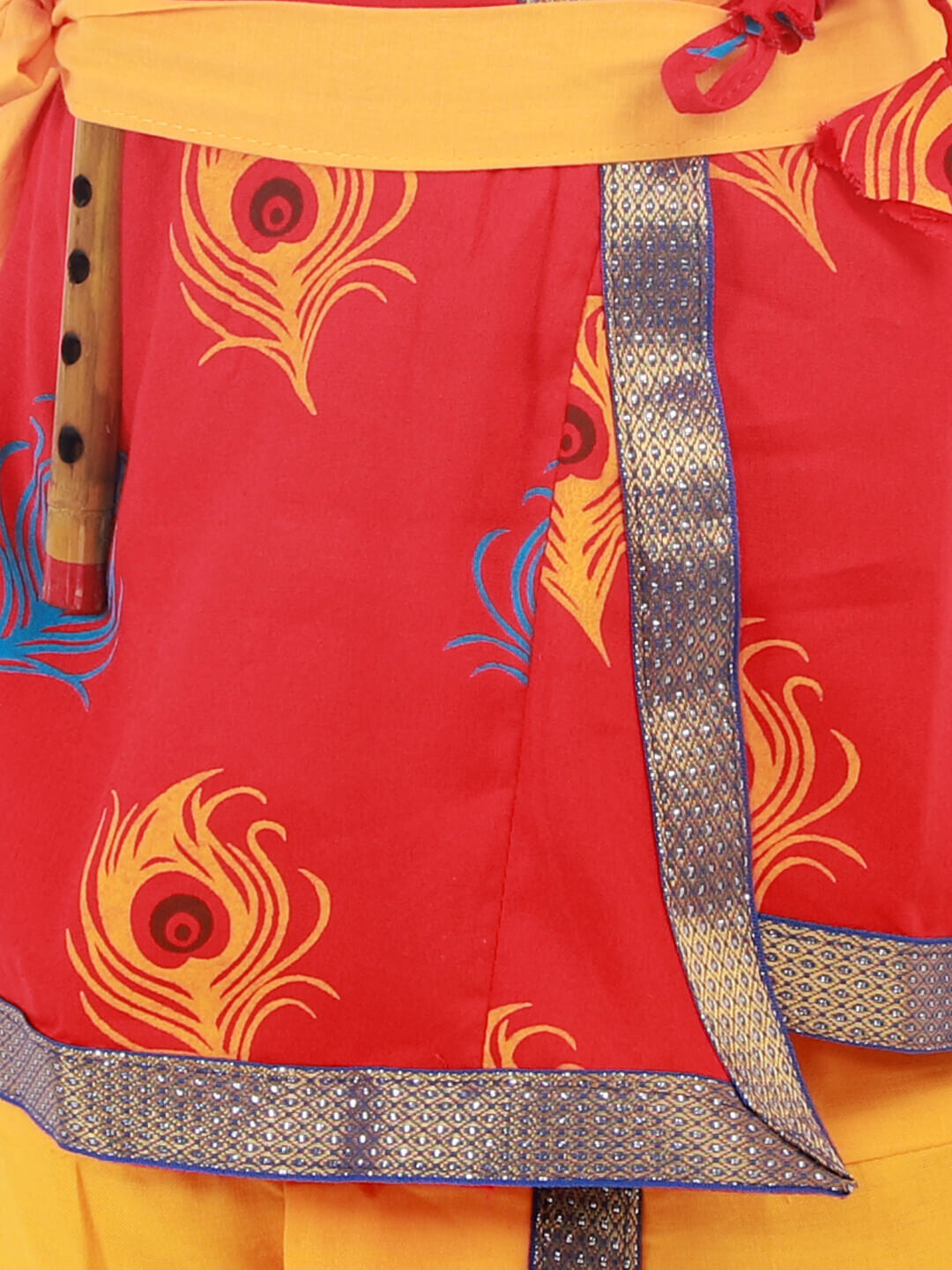 Krishna Angrakha Dhoti Set - Red & Yellow